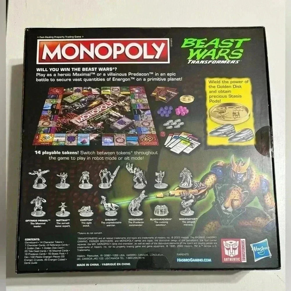 Monopoly Transformers Beast Wars Edition Board Game Hasbro NEW Sealed - Picture 2 of 4